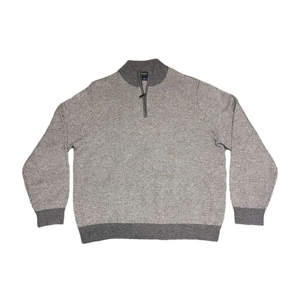Brooks Brothers Camel Hair Half Zip Grey Sweater